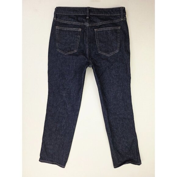 Uniqlo Size 28X27 Womens Slim Straight Mid Rise Kaihara Fabric Blue Denim Jeans - Picture 1 of 12